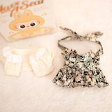 Mini Plush Doll's Clothes Outfit Accessories For Labubu V1 V2 Idol Dolls Berry Pattern Dress Knitted Cardigan Clothing Gift