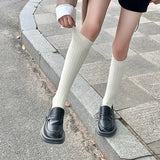 Women's Cotton Long Socks: Over-the-Knee, Solid Thigh-High Stockings, Casual and Cozy for Boots