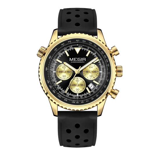 MEGIR Men's Luxury Watch: Fashionable Silicone Band, Quartz Military Sport Chronograph with Date