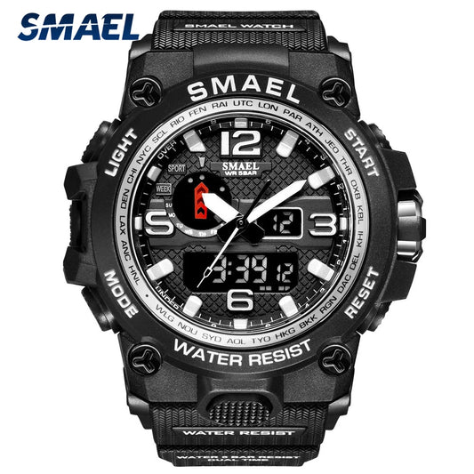 SMAEL Men's Digital Sports Watch - LED Waterproof Quartz Chrono Count Luxury Wristwatch for Men