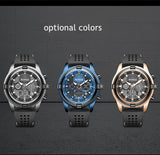 RUIMAS High-End Men's Quartz Wristwatch: Silicone Strap, Large Dial, Military-Style Sports Watch