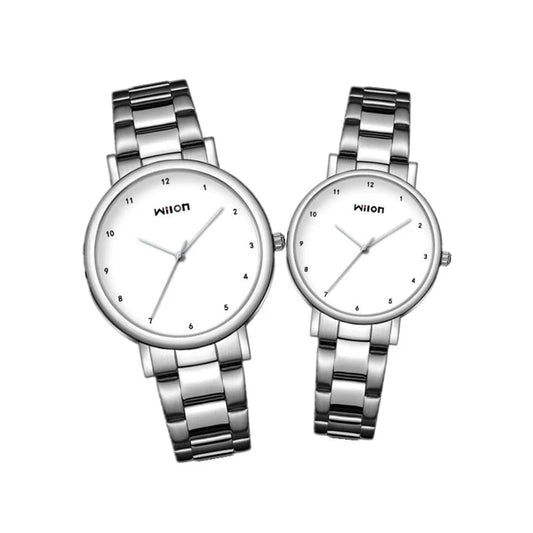 Waterproof Quartz Couple Watches - Fashionable, Simple Ultra-thin Lovers' Wristwatches with Stainless Steel Mate Clock by Wilon