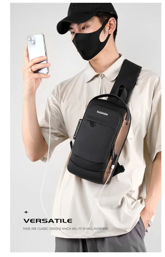 Compact Anti-Theft Men Chest Bag: Small Crossbody Bag with Mobile Phone Slot, Ideal for Men's Shoulder Sport Bag