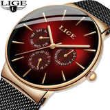 LIGE New Fashion Women's Quartz Watch: Top Brand Luxury, Waterproof Ultra-thin Mesh Steel Wristwatch