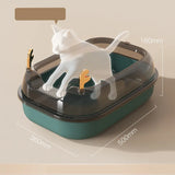 Large Antler-Themed Semi-Enclosed Cat Litter Box: High-Sided, Anti-Splash Design, Cat Toilet and Bedpan, Pet Accessories