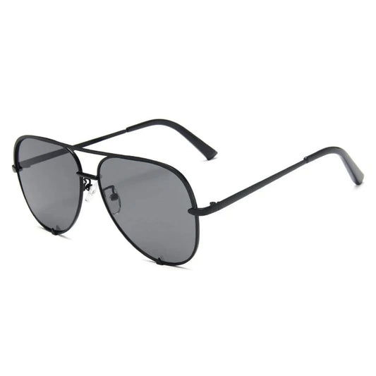 Unisex Classic Metal Aviation Sunglasses: Fashionable Alloy Pilot Design with Gradient Black Lenses for Driving, UV400 Protection