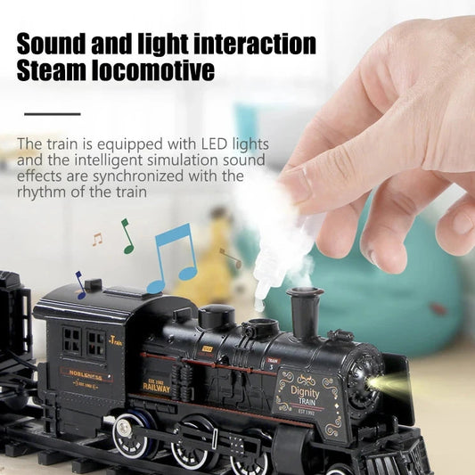 Electric Train Toy Set: Classic B/O Railway with Freight and Passenger Steam Locomotives, Smoke Simulation Model