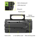 Reception for AM/FM/WB, Charging via Hand Crank/Solar/USB, Functions as Power Bank, 3-Mode Flashlight with Battery Display, and Includes SOS Alert Feature