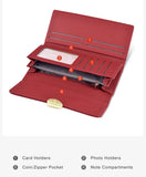 Stylish Leather Wallet for Women: Red, Long, and Ideal for Holding Credit Cards