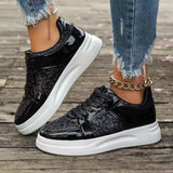 Elegant Gold Sequin Platform Sneakers for Women – Chic Autumn Casual Shoes with Thick Vulcanized Soles