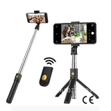 Adjustable Telescopic Tripod with Phone Holder Clip for Selfie Sticks, Constructed from Durable Aluminum, Compatible with All Smartphones