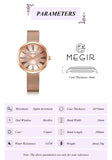 MEGIR Luxury Women's Quartz Watch: Stylish, Stainless Steel, Waterproof Timepiece for Ladies