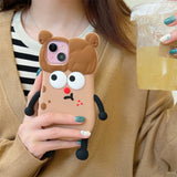 3D Angry Potato Girl Silicone Case for iPhone 11-15 Pro Max, Cute Cartoon Cover