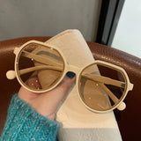 Trendy Round Frame Women's Sunglasses - Fashionable Candy-Colored Big Frame Sun Shades