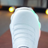 Children's LED Luminous Sports Sneakers for Boys and Girls with Letter Mesh, Baby Socks, and Light-Up Feature