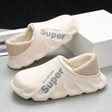 Warm Plush Indoor/Outdoor Slippers: Soft, Waterproof, and Non-Slip for Men and Women