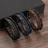 Men's High-Quality Multilayer Leather Bracelet – Classic Fashion with Tiger Eye Beads | Jewelry Gift for Him