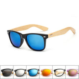 Handmade Square Bamboo Wood Sunglasses for Men and Women - Retro Mirror Sun Shades