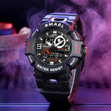 Men's Dual Display Sports Watch – Military Dual Display Waterproof Quartz Wristwatch with Fashionable Analog and Digital Date Functions