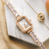 Luxury Waterproof Diamond Women's Watch: Quartz Clock for Ladies