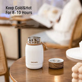 220ml Mini Stainless Steel 304 Thermal Flask with Wood Lid – Fashionable Portable Pocket-Sized Coffee and Tea Water Bottle Tumbler