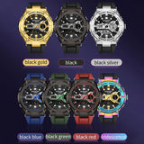 SANDA Men's Waterproof Sports Watch, Dual Display Quartz Analog Digital Wristwatch with Stopwatch and Date Function