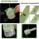 Wireless Multifunctional Electric Food Chopper Set, Vegetable Cutter, Garlic Press, Masher, and Slicer