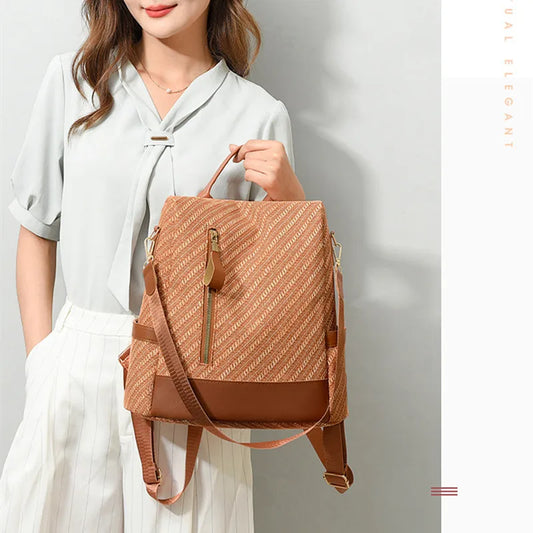 Trendy Anti-Theft Backpack for Women: Travel Shoulder Bag, Ideal Casual Backpack for iPad, Vintage Style Perfect for Girls