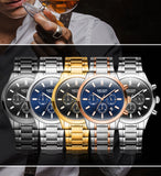 MEGIR Waterproof Stainless Steel Men's Wristwatch: Luminous Chronograph for Casual or Business Wear