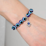 Casual Hip Hop Series Blue Eye Resin Bracelet: Personality Fatima Palm Devil Eyeball Design, Perfect for Parties and Dates