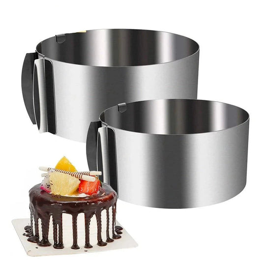 Adjustable Stainless Steel Cake Mousse Ring – 6 to 12 Inch Round Baking Mold for Cake Decoration