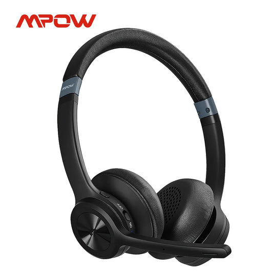 Mpow HC9 Bluetooth 5.3 Headset with CVC 8.0 Noise Cancelling Mic - Wireless Headphones for Call Center Office