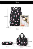 Cute 3-Piece School Bags Set for Girls: Featuring Cute Black, Pink, and Peach Designs, Includes Pencil Bag, Thermal Lunch Bag