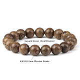 Men's Natural Wooden Buddhist Beads Bracelet – Elastic Rope Prayer & Reiki Wristband | Buddha Lover Jewelry Gift