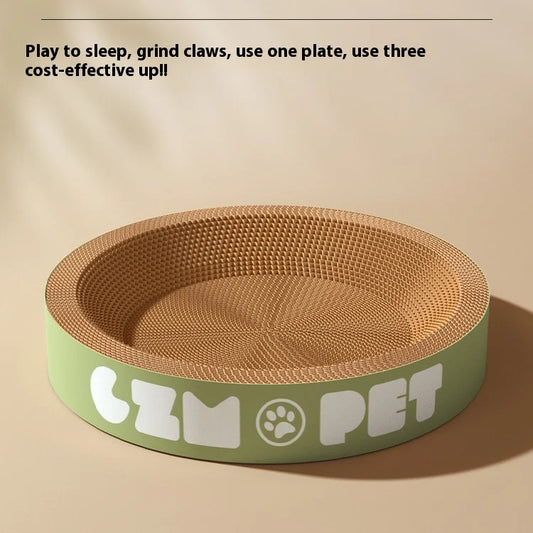 Round Corrugated Paper Cat Scratching Board: Durable, Non-Shredding Vertical Plate and Bowl Cat Toy