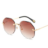 Stylish Vintage Round Cut Rimless Sunglasses for Women - Gradient Lenses, Fashionable Female Eyewear