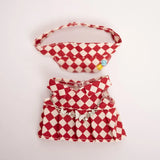 17cm Labubu Doll Checkerboard Tennis Outfit Set – Suspender Pants & Shirt Trendy Fashion Clothes for Baby Pendant Dolls