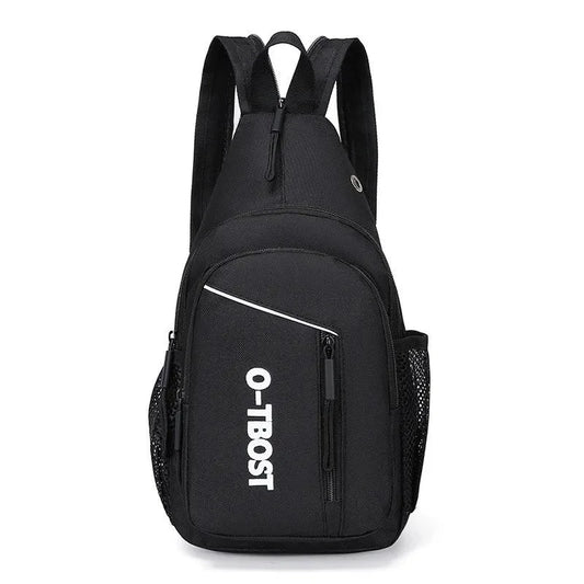 Unisex Stylish Anti-Theft Sports Chest Bag: Black Messenger Bag with Crossbody Design, Ideal Small Shoulder Bag for iPad Mini