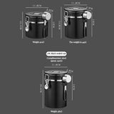 Stainless Steel Airtight Coffee Container Set: Includes Spoon, Ideal for Storing Coffee Beans and Tea, Available in 1.2L/1.8L Sizes