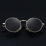 Vintage Gothic Steampunk-Inspired Round Metal Frame Sunglasses For Men Luxury Brand Designer Protective Lens Sun Shades