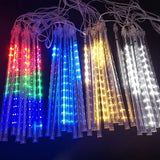 Waterproof LED Meteor Shower Lights: Falling Raindrop Fairy String for Christmas, Holiday, Party, and Patio Decoration, 30CM