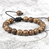 Vintage Men's Tibetan Buddha Bracelet – 6/8/10/12mm Natural Wood Beads | Ethnic Tribal Charm Wristband Jewelry