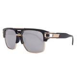 Glamour Fashion Brand Sunglasses for Men - Classic Luxury Sun Glasses with Mirrored Retro Vintage Square Shades