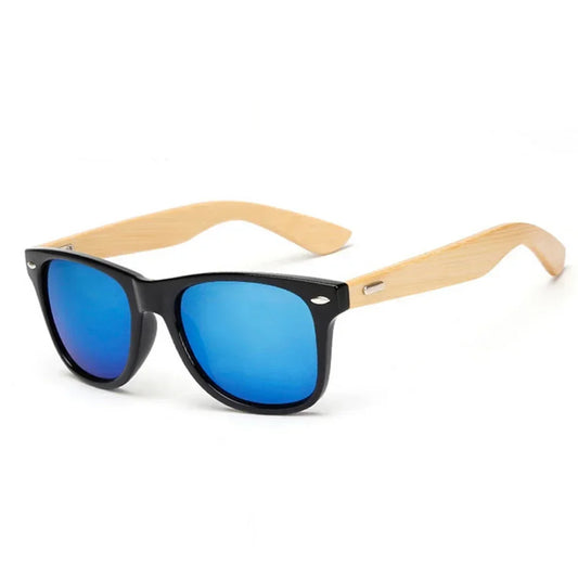 Handmade Square Bamboo Wood Sunglasses for Men and Women - Retro Mirror Sun Shades