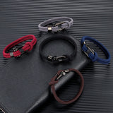 Men's Trendy Sailor Rope Bracelet – Nautical Survival Shackle with Black Stainless Steel Sport Buckle