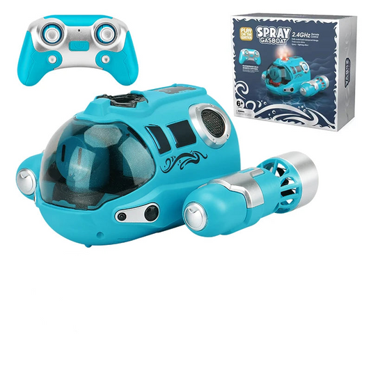 Kids' Summer Fun: Waterproof Remote Control Motorboat with Double Propeller and Spray Light