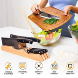 Premium Solid Wood Knife Block Organizer for Drawers – In-Drawer Knife Storage to Protect Blades Under Cabinets