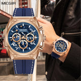 MEGIR Luxury Men's Quartz Watch: Large Dial, Waterproof, Luminous, Chronograph