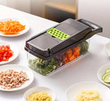 Multifunctional 16-in-1 Vegetable Slicer Cutter: Includes Shredders, Slicer, with Basket for Fruits, Potatoes, Onions, Mincer, Chopper, and Carrot Grater