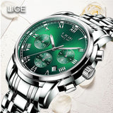 LIGE Women's Chronograph Quartz Watch: Stainless Steel Strap, Waterproof Fashion Bracelet Set